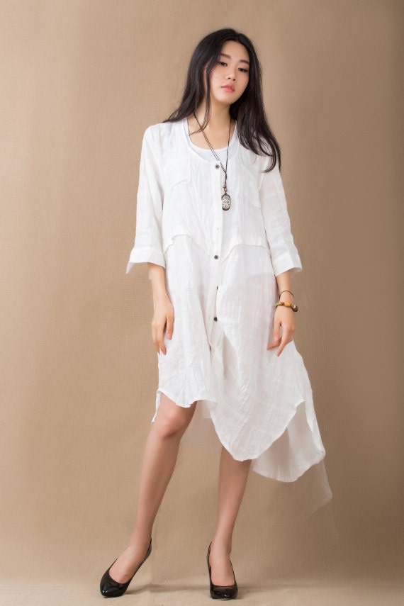 linen long shirt dress