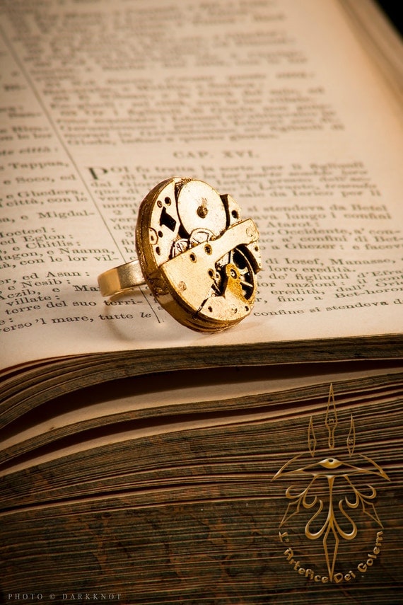 Steampunk ring antique brass, adjustable by ArteficeDeiGolem steampunk buy now online