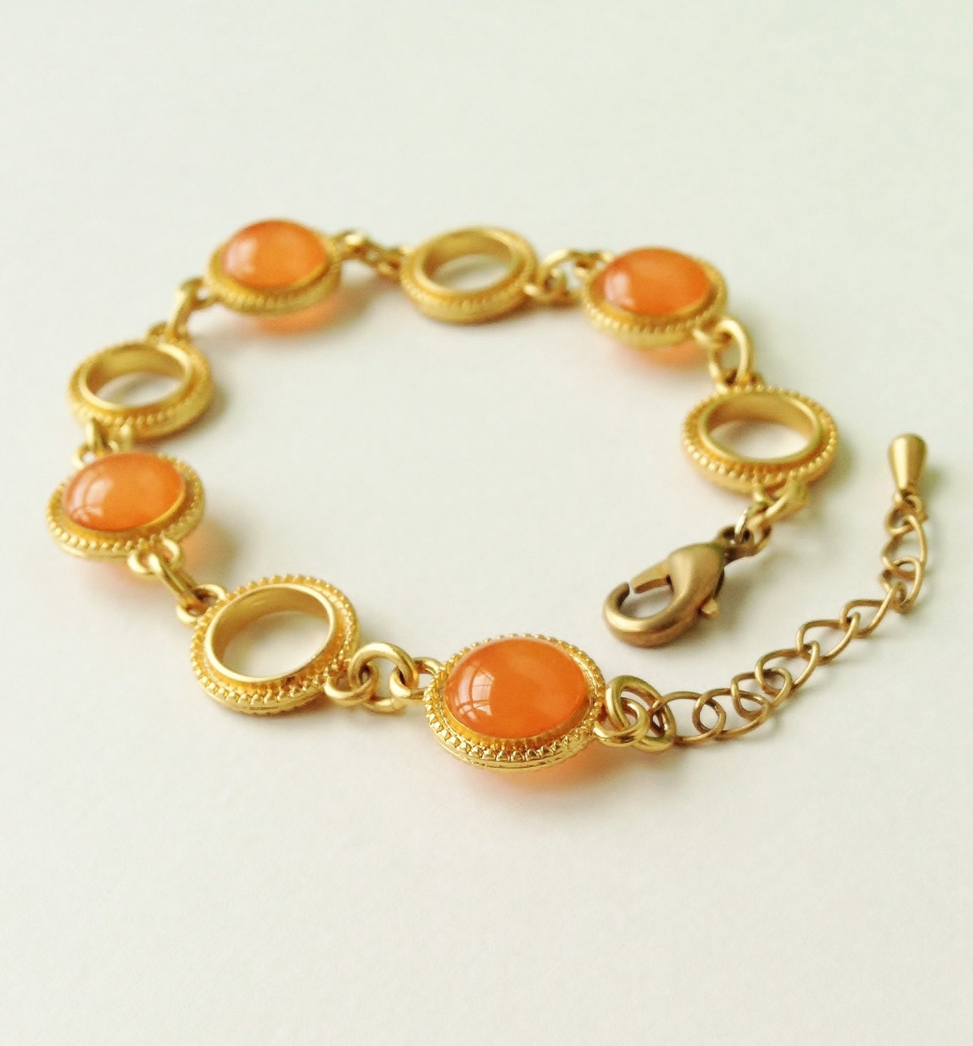 Orange Bracelet Sweet Orange Disc Bracelet by CapriciousBijoux