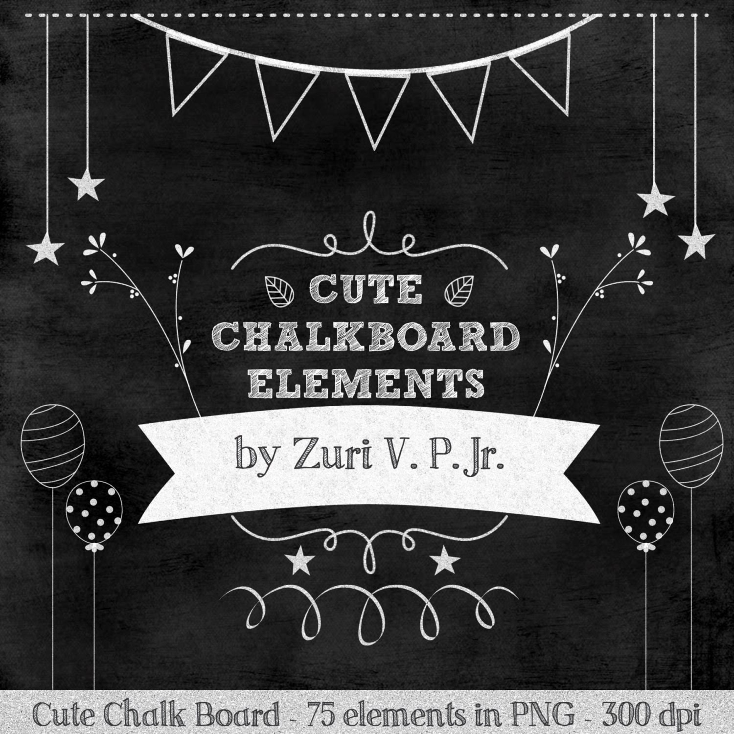 Cute Chalkboard Elements  Chalkboard Clip Art By Zuriartsdesigns