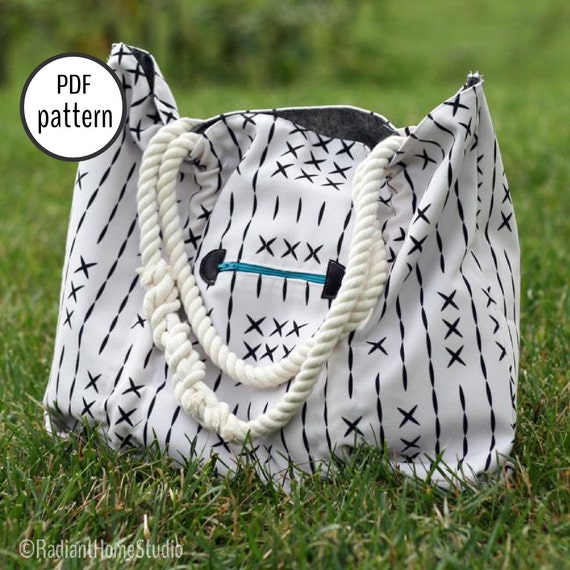 Coastal Tote PDF Sewing Pattern | Rope Handles | Tote Bag with Pockets