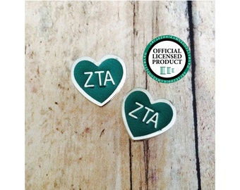 Zeta Tau Alpha Enamel Heart Stud Earrings | Sorority Earrings | Zeta Tau Alpha Earrings | ZTA Earrings | Enamel Earrings | Zeta Earrings