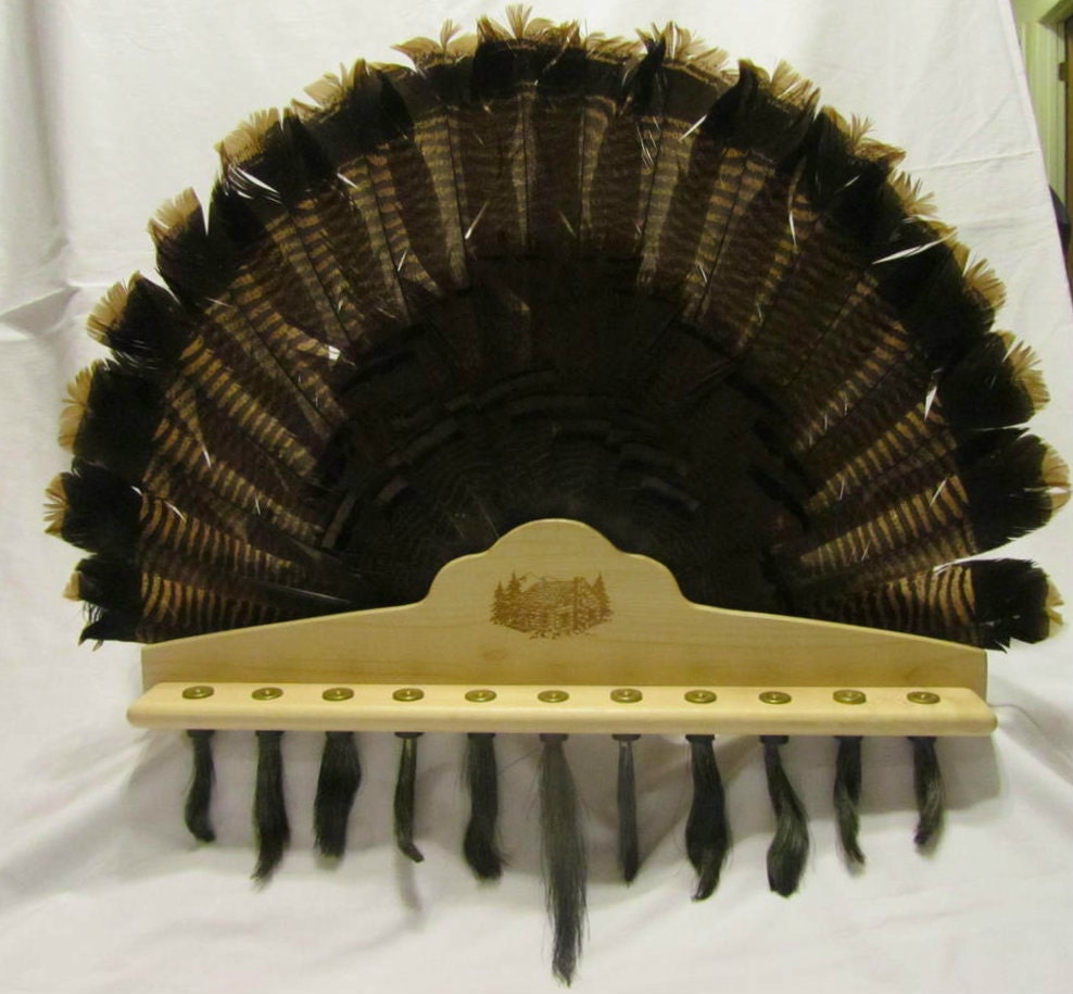Engraved Turkey Fan And Beard Taxidermy Mounting Plaque