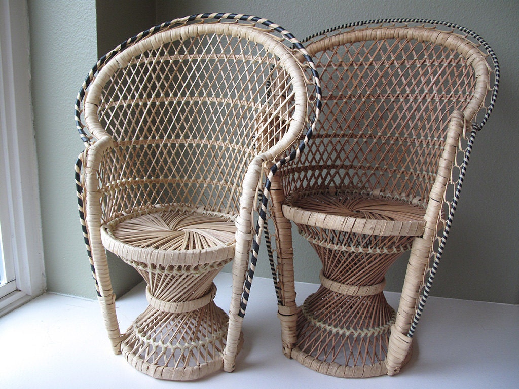 2 Wicker Doll Chairs by PenistonMiniatures on Etsy