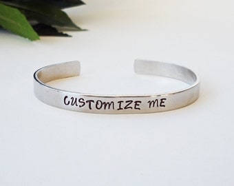 Custom Bracelet Cuff - Personalized Bracelet - Custom Cuff - Handstamped Cuff - Gift for Mom - Aluminum Cuff - Custom Bracelet