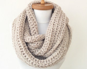 PRESEASON SALE - Chunky infinity scarf, wool crochet infinity scarf ...