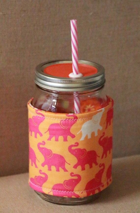 Items similar to Customized Mason Jar Tumbler Set // Orange Elephant