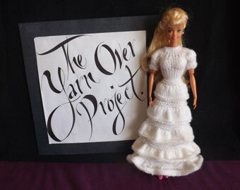 Knit Barbie Clothes - Barbie Dress - Knit Wedding Dress for 11.5" Barbie Doll
