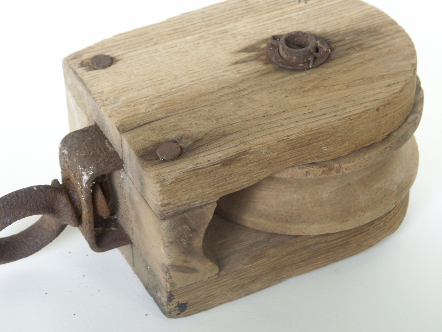 Vintage Wooden Barn Pulley Industrial Farm by BlackRhinoVintage