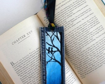 Denim Bookmark Custom Hand-painted Bookmark Blue Jeans