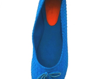 TURQUOISE python ballet flats