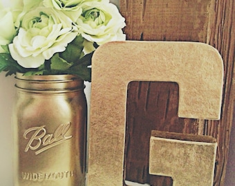 Metallic Gold Letter - Gold Number - Wedding Table Letters - Stand Alone Giant Letter - Wedding Decor - Birthday Decor - Desk Decor