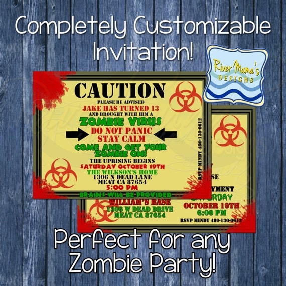 Printable Birthday Invitation Zombie by RiverMamasDesigns on Etsy