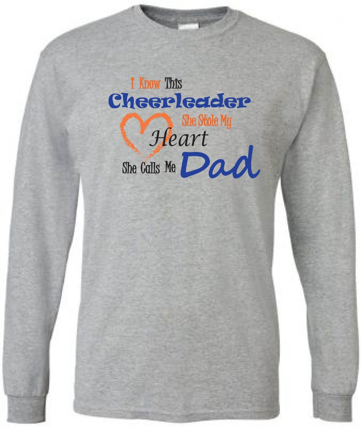 Cheer dad shirt. Long sleeve in grey. Cheer dad tshirt. I