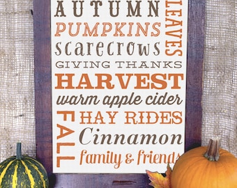 Fall Word Art Decoration - Customizable - Autumn Subway Art Decor - 8x10 - JPG, EPS, PDF Instant Download - Autumn Words - Fall Decorations