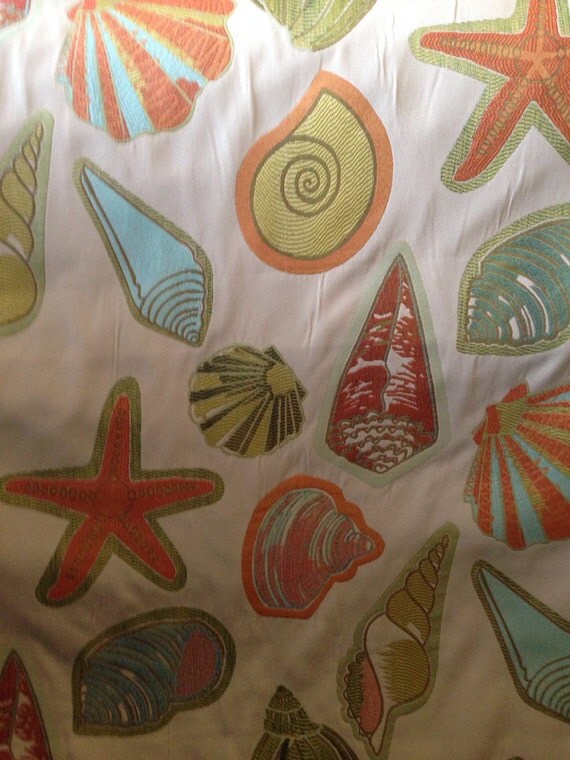 Neon Shells Upholstery Fabric Beach Decor Fabric by ShopMyFabrics