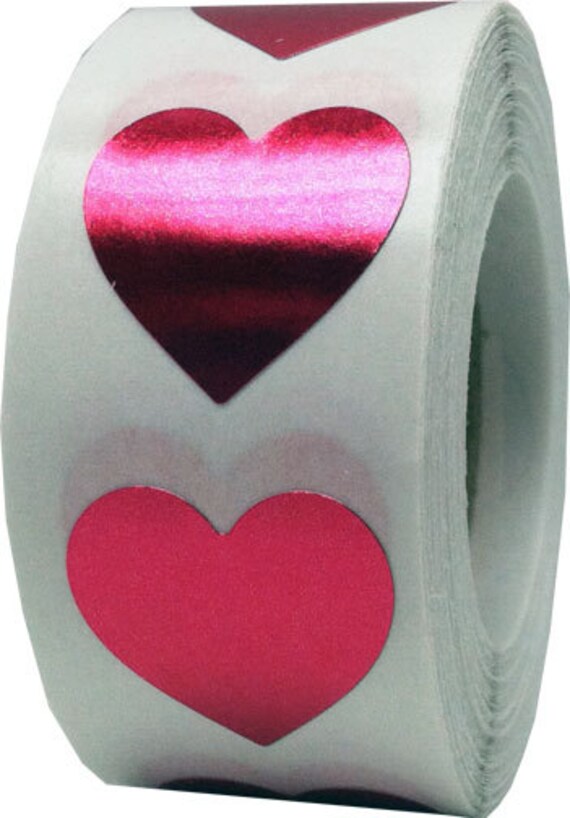 Metallic Red Heart Shape Stickers 3/4 x 3/4