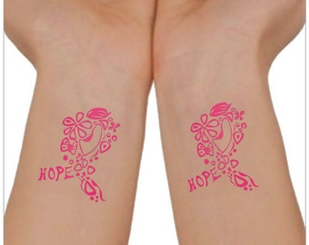 Breast Cancer Awareness Temporary T attoo 2 Wrist Tattoos 