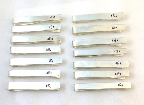 Personalized Tie Bar- Sterling silver tie bar with monogram/ groomsmen gift personalized