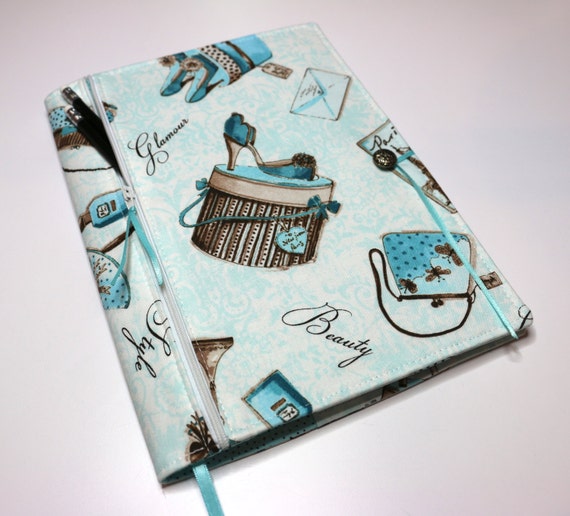 reusable notebook cover in fabric with zipper by SewnIdeas on Etsy