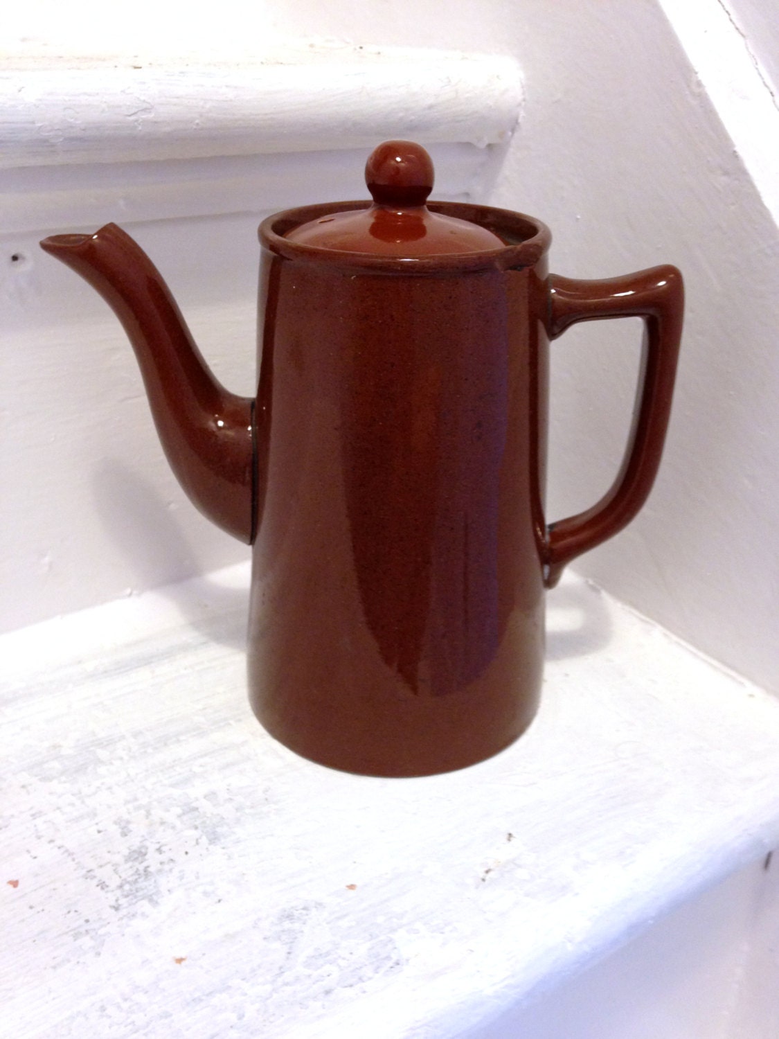 Retro vintage brown ceramic coffee pot 