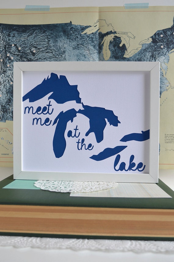 Lake House Decor Michigan Gift Great Lakes Lake House Art