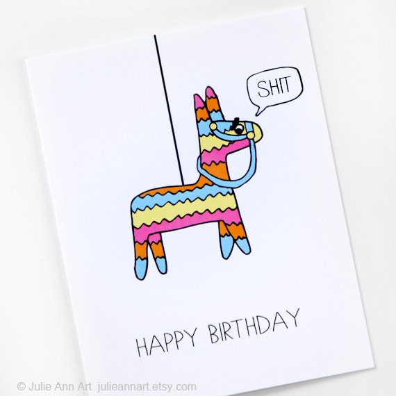 Funny Birthday Card Pinata Card by JulieAnnArt on Etsy