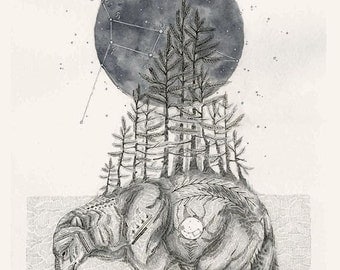 Constellation art print - Ursa Major, the great bear, 11x14