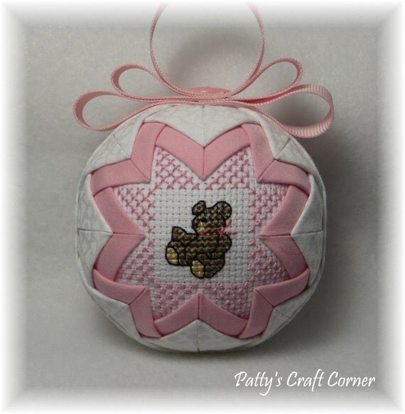 Items similar to Quilted Keepsake Ornament Baby's 1st Christmas / Teddy Bear on Etsy
