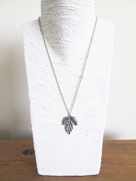 Jewelry Eco Friendly Necklace, Rustic Silver Leaf Charm Necklaces