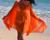 Unique cover up from Australia in Orange Mesh. Perfect for pool, beach, cruise, resort, holiday. So much more than a sarong or kaftan