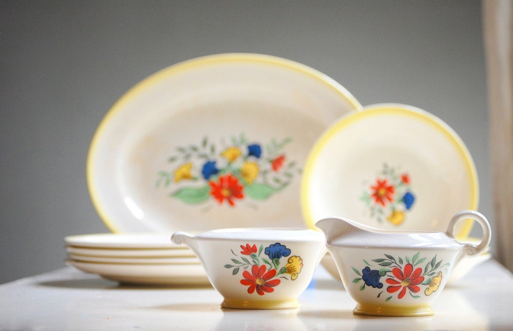 mid century colorful dinnerware set edwin knowles by thezoebird mid century colorful dinnerware set edwin knowles by thezoebird