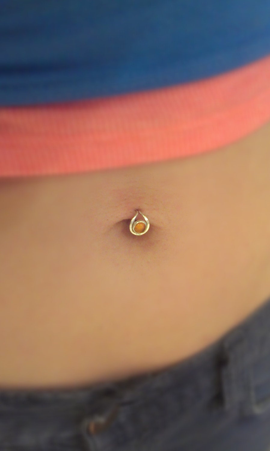 Silver Petal Belly Button Ring doubled 20 gauge belly button