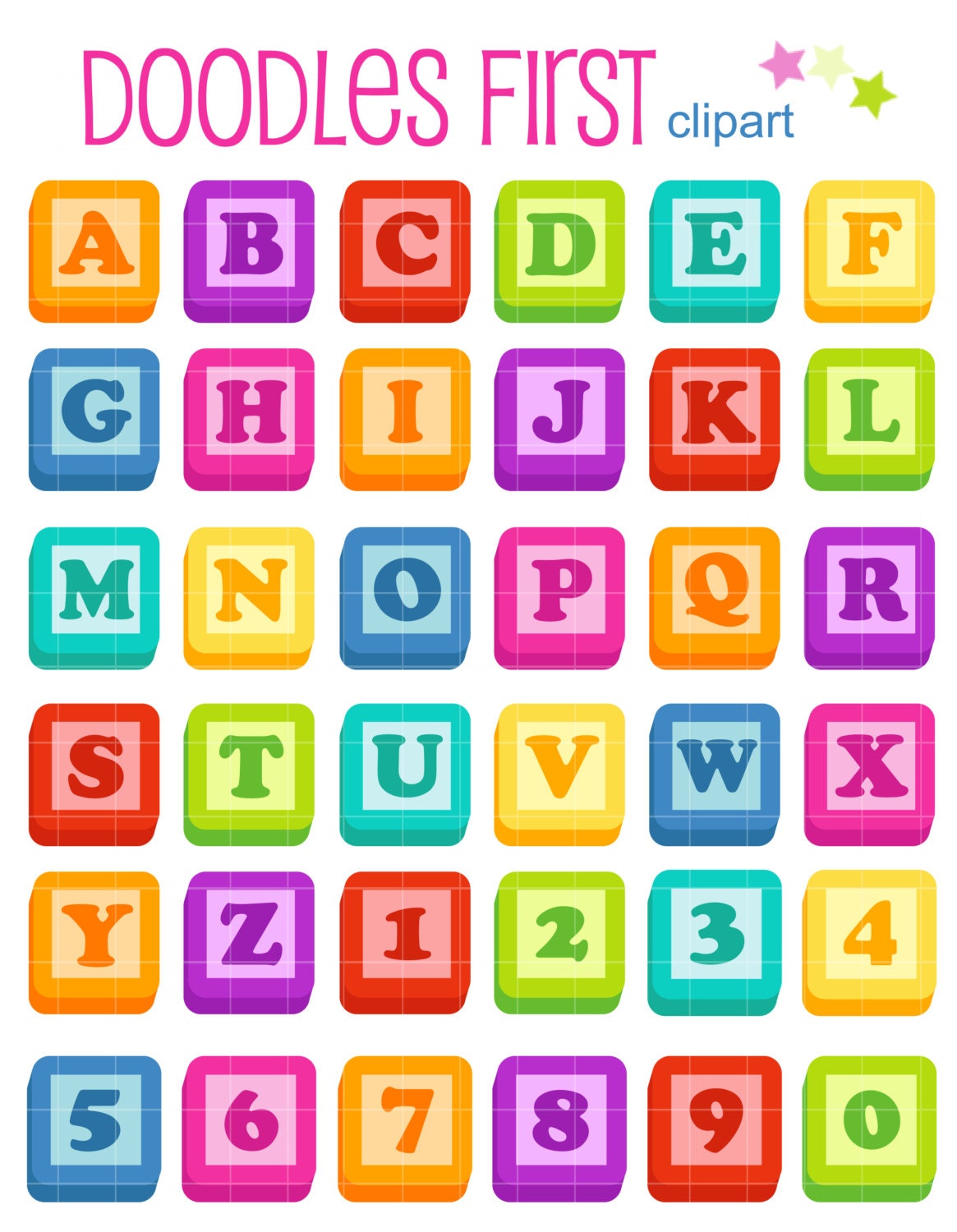 Toy Blocks Alphabet Digital Clip Art for Scrapbooking Card