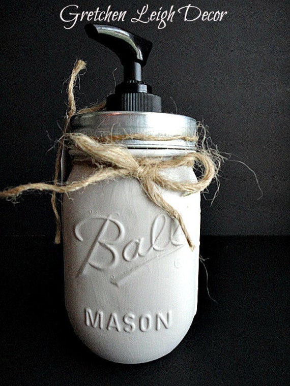 Items similar to Mason Jar Soap Dispenser in White on Etsy