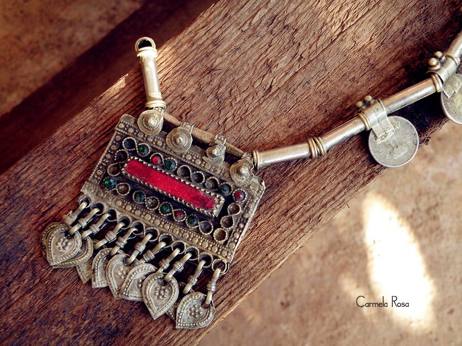 Antique Afghan jewelry Old Ethnic necklace Berber necklace