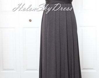 Convertible Infinity Mid length Bridesmaids Dress in grey halter dress