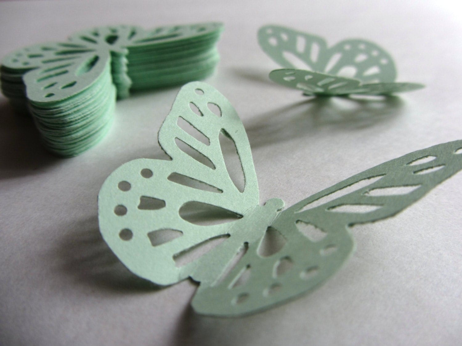 Mint green paper butterflies die cut butterflies mint green