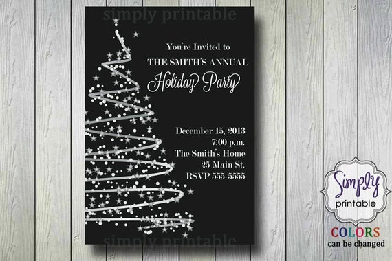Silver Holiday Party Invitation Il_570xn