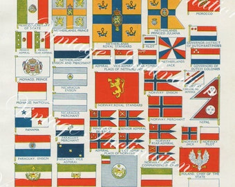 17th 18th Century Flags Print 1950s 6979 Illustrations