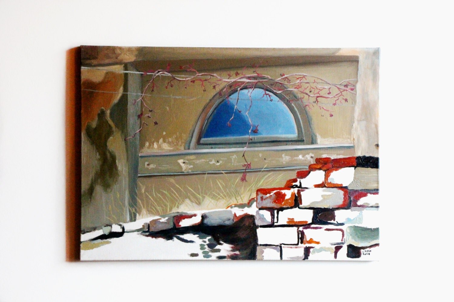 Original urban realism painting oil on canvas realistic art