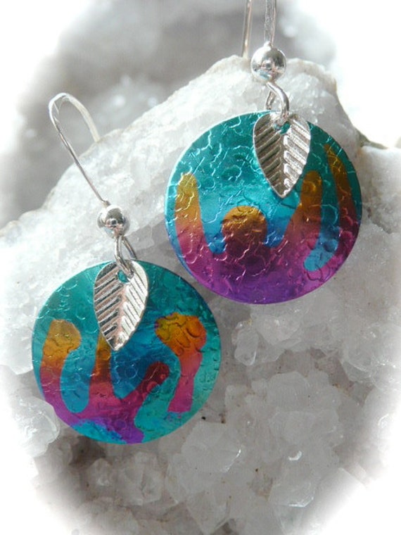 Download Niobium jewelry handmade earrings multi colored peacock