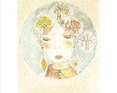 Original watercolor print - four seasons painting  - All year long thoughts