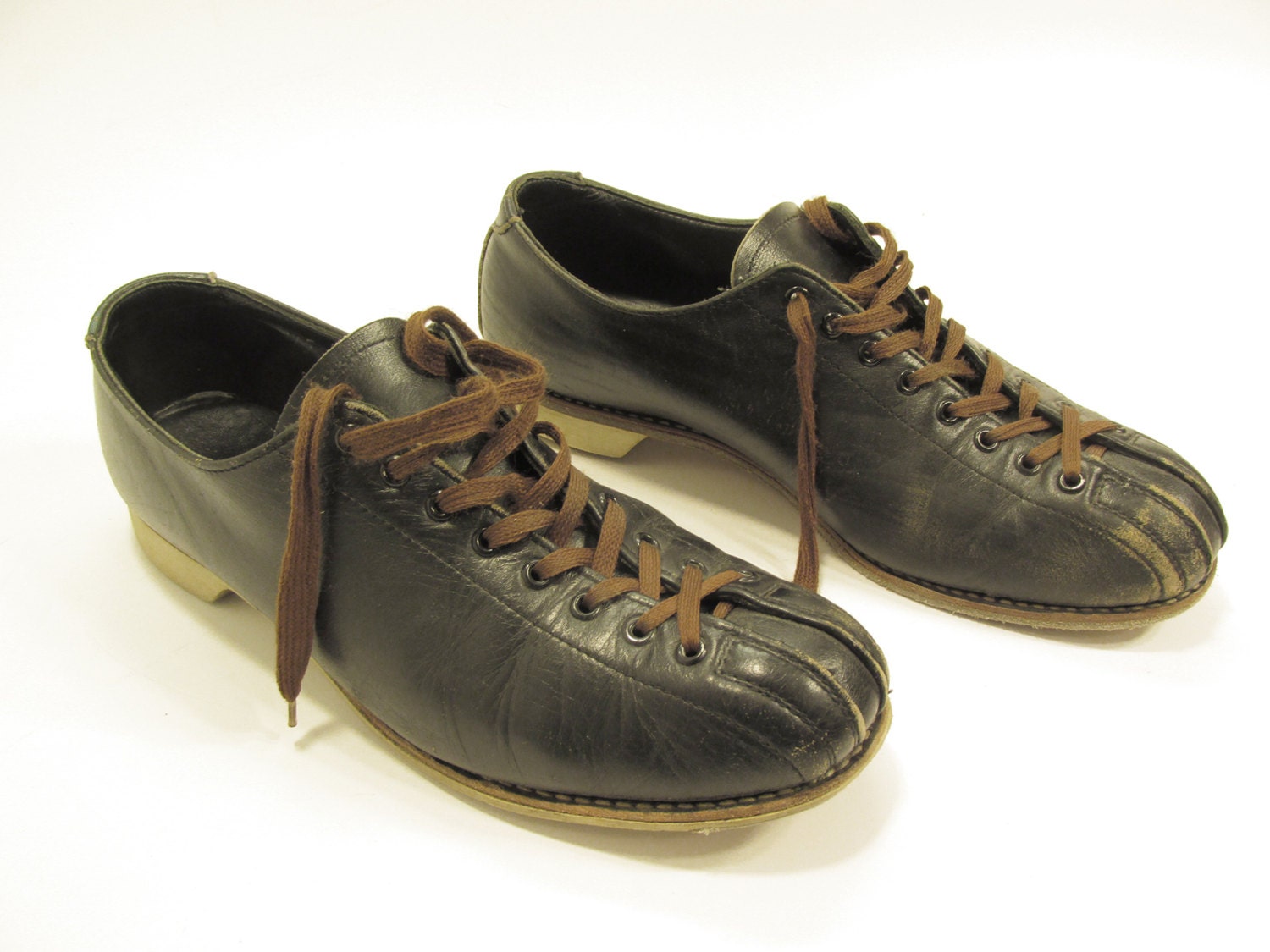 Vintage Black Leather Bowling shoes by RobeyPlaceVintage on Etsy