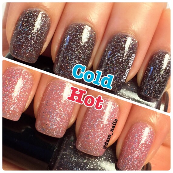 Thermal Nail Polish Black Nail Polish Pink by DamNailPolish