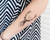 temporary tattoo  deer sticker paper body art water transfer fake art pattern sticker black deer prosciuttojojo tattoo