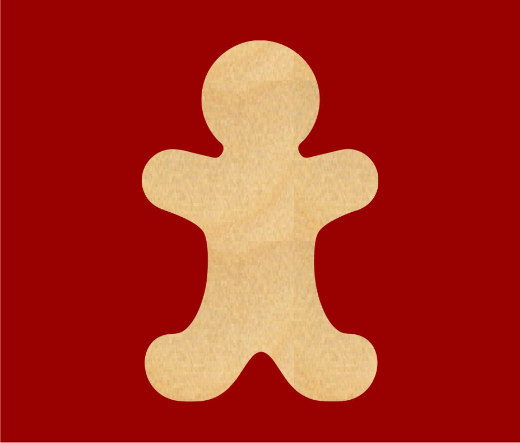 Gingerbread Man Wood Cutout Shape Laser Cut Christmas by WoodBeeUs