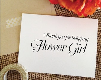 Thank you flower girl Card THANK YOU for being my flower girl Thank You Card From the Bride (Sophisticated)