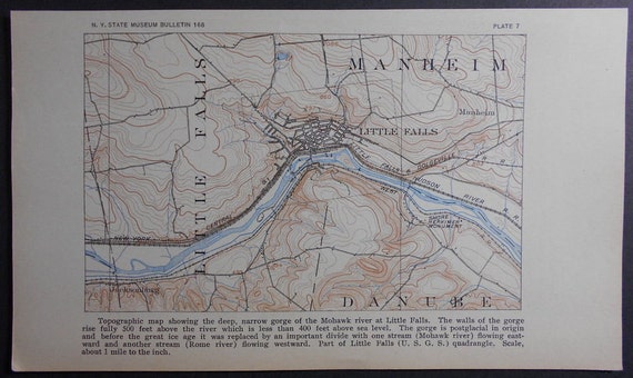 c.1920 Map Manheim Little Falls New York. by DiscoverMaps on Etsy