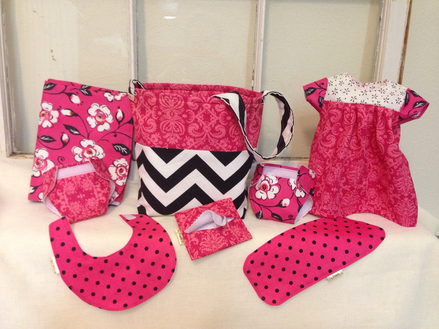 You Choose Fabrics Custom Mini Mommy Baby Doll Diaper Bag Set